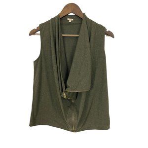 J.Crew womens sleeveless green moto zipper vest asymmetrical size XS